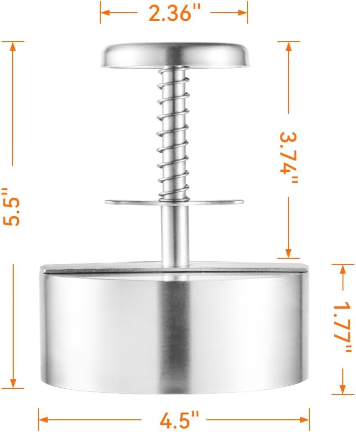 stainless steel burger press 4.5" hamburger patty maker