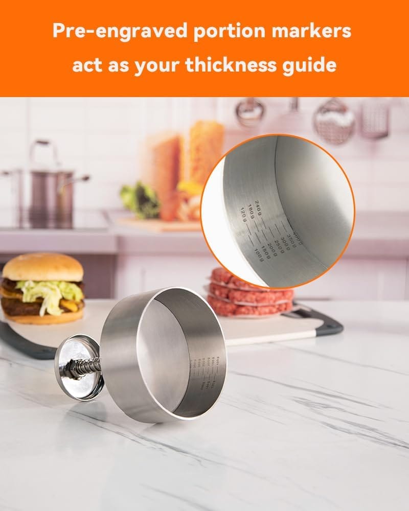 stainless steel burger press 4.5" hamburger patty maker