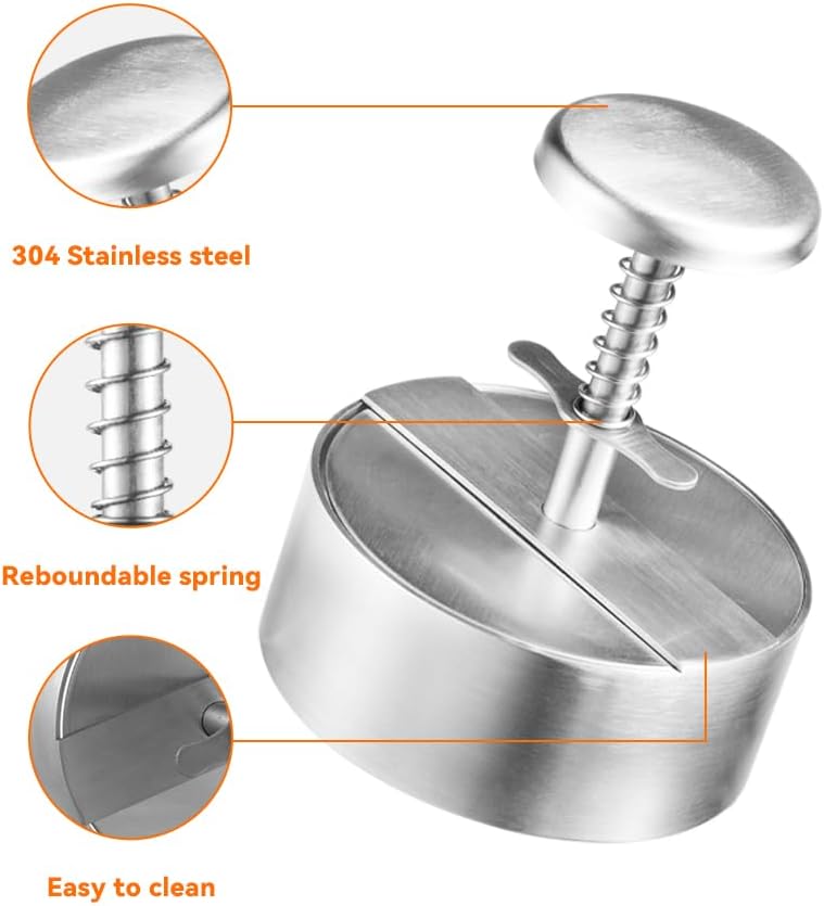 stainless steel burger press 4.5" hamburger patty maker