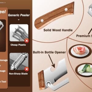 Premium Vegetable Peeler with Wooden Handle and Bottle Opener(2 Pcs)