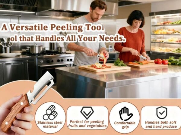 Premium Vegetable Peeler with Wooden Handle and Bottle Opener(2 Pcs)