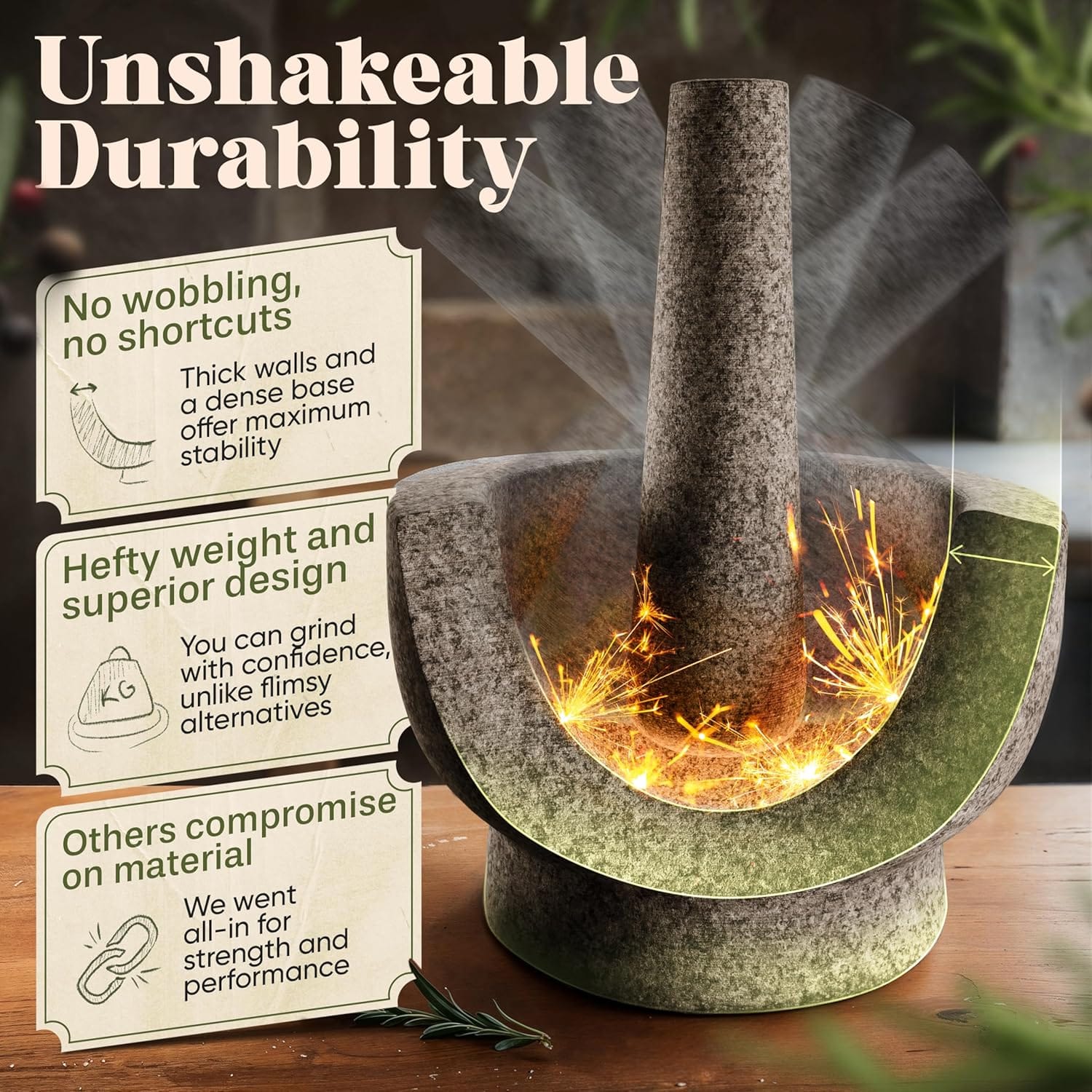 chefsofi 1.5 cup capacity mortar and pestle set