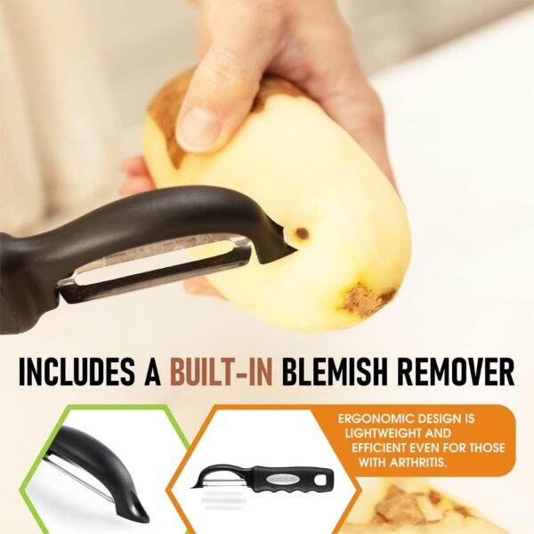 Spring Chef Swivel Vegetable Peeler For Kitchen w/Soft Grip Handle Black -Free Shipping