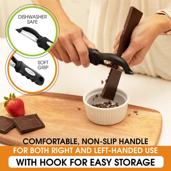 Spring Chef Swivel Vegetable Peeler For Kitchen w/Soft Grip Handle Black -Free Shipping