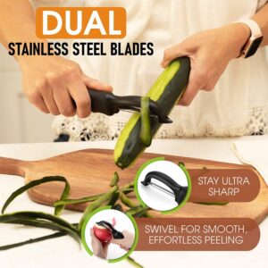 Spring Chef Swivel Vegetable Peeler For Kitchen w/Soft Grip Handle Black -Free Shipping