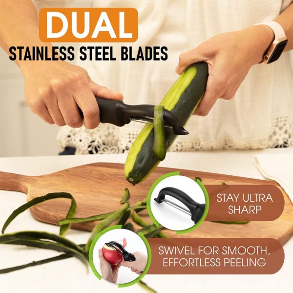 Spring Chef Swivel Vegetable Peeler For Kitchen w/Soft Grip Handle Black -Free Shipping