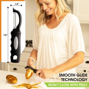 Spring Chef Swivel Vegetable Peeler For Kitchen w/Soft Grip Handle Black -Free Shipping
