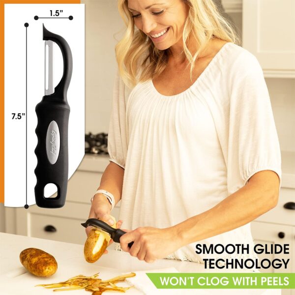 Spring Chef Swivel Vegetable Peeler For Kitchen w/Soft Grip Handle Black -Free Shipping