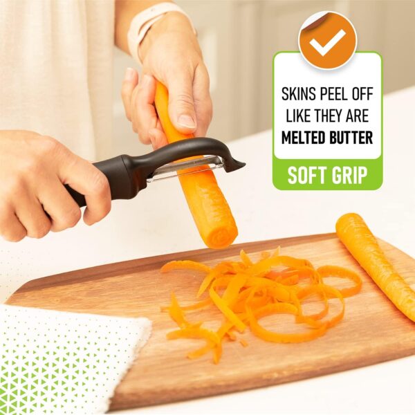 Spring Chef Swivel Vegetable Peeler For Kitchen w/Soft Grip Handle Black -Free Shipping