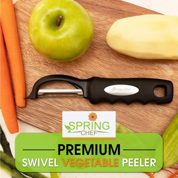 Spring Chef Swivel Vegetable Peeler For Kitchen w/Soft Grip Handle Black -Free Shipping