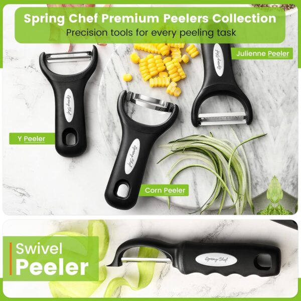 Spring Chef Swivel Vegetable Peeler For Kitchen w/Soft Grip Handle Black -Free Shipping